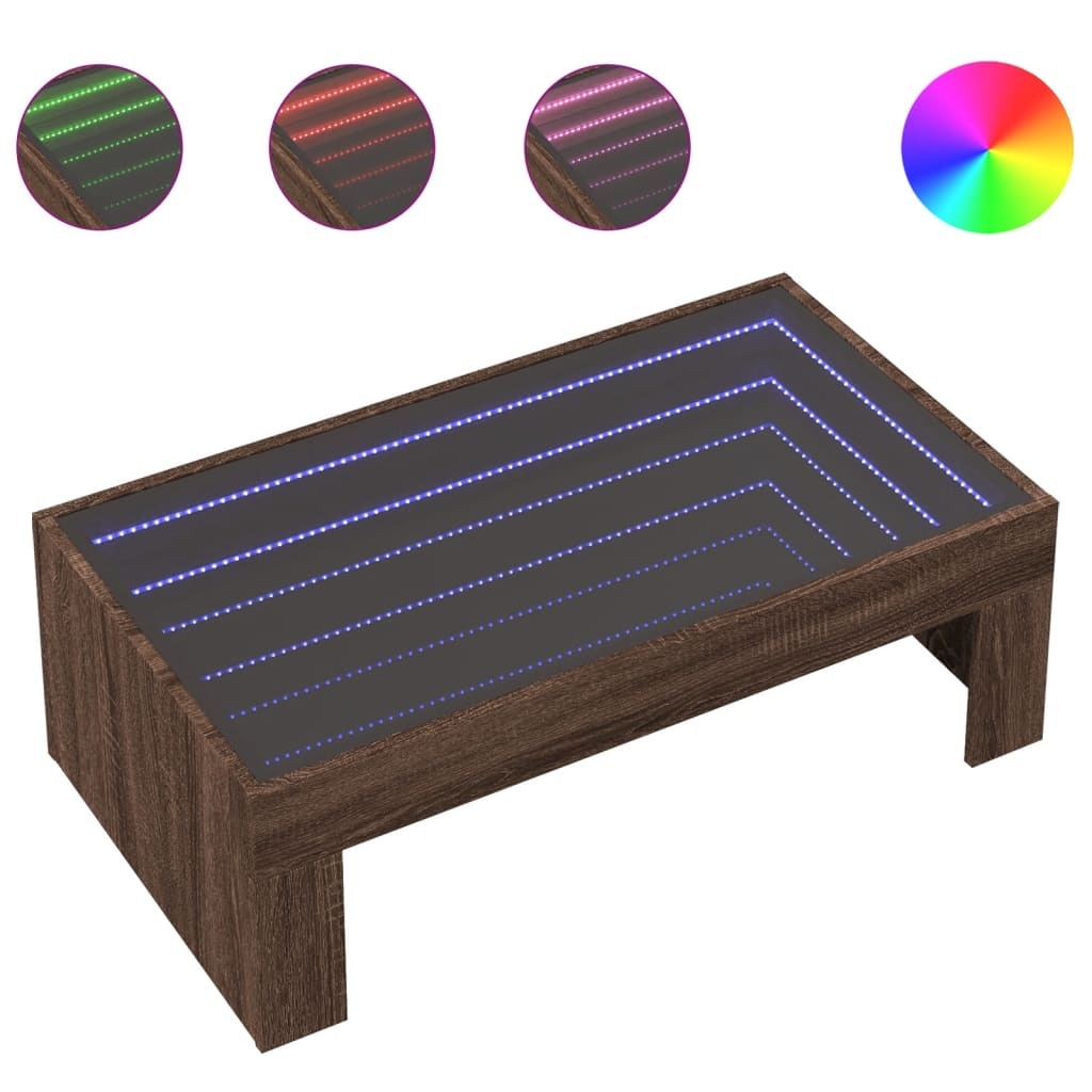 VidaXL Salontafel met Infinity LED 90x50x30 cm bruin eikenkleurig