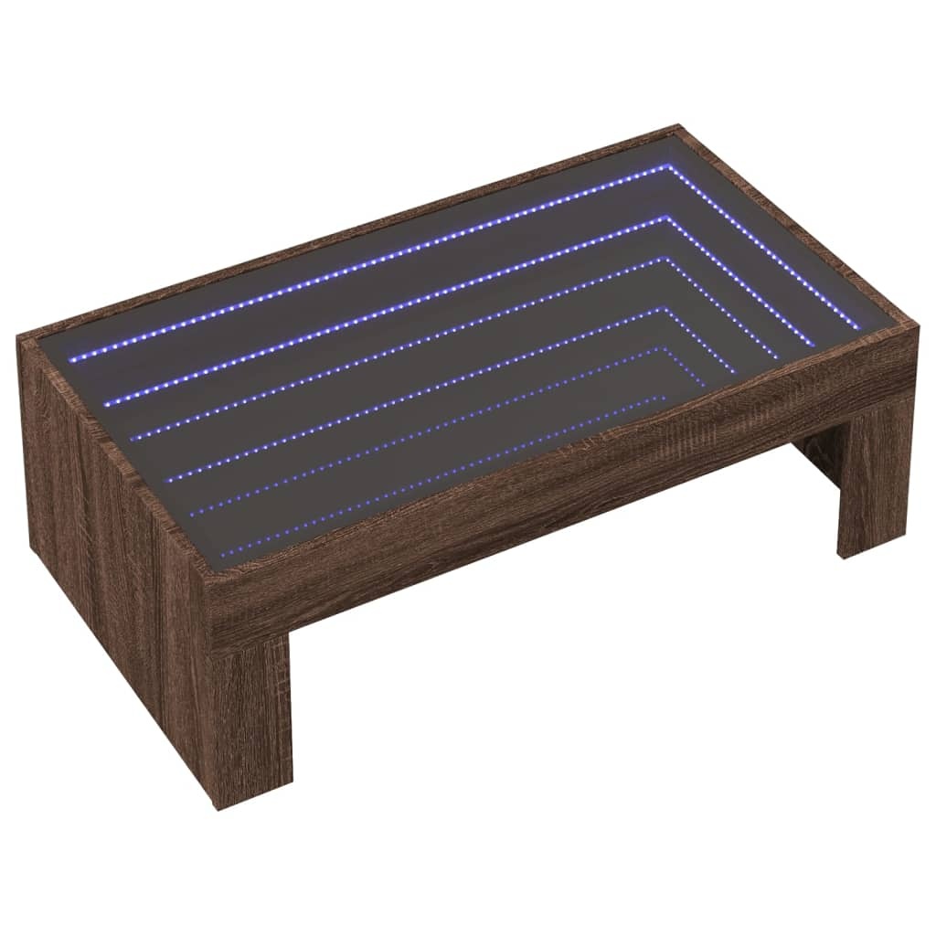VidaXL Salontafel met Infinity LED 90x50x30 cm bruin eikenkleurig