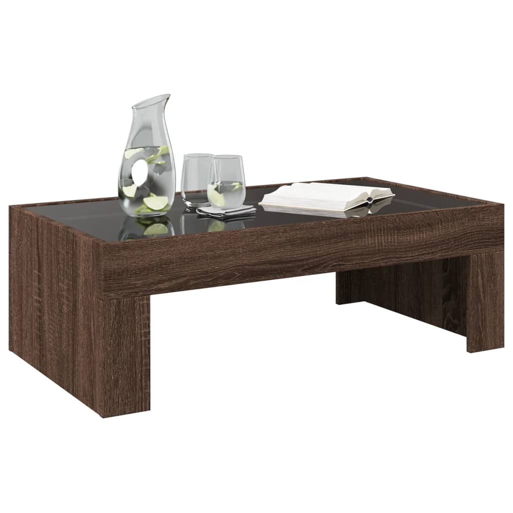 VidaXL Salontafel met Infinity LED 90x50x30 cm bruin eikenkleurig