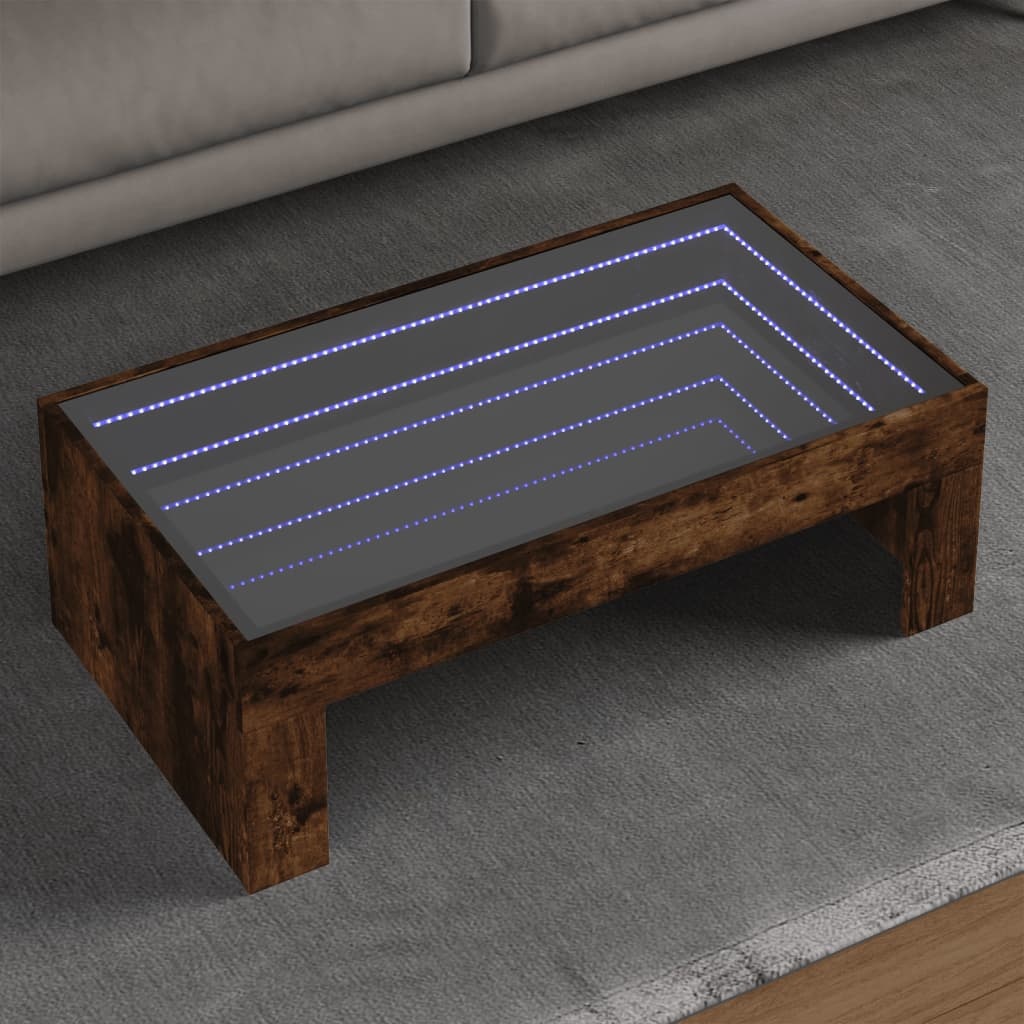 VidaXL Salontafel met Infinity LED 90x50x30 cm gerookt eikenkleurig