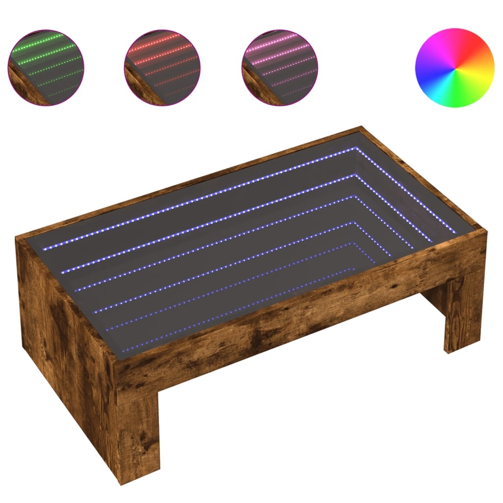 VidaXL Salontafel met Infinity LED 90x50x30 cm gerookt eikenkleurig