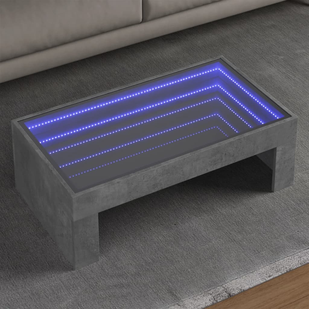 VidaXL Salontafel met Infinity LED 90x50x30 cm betongrijs