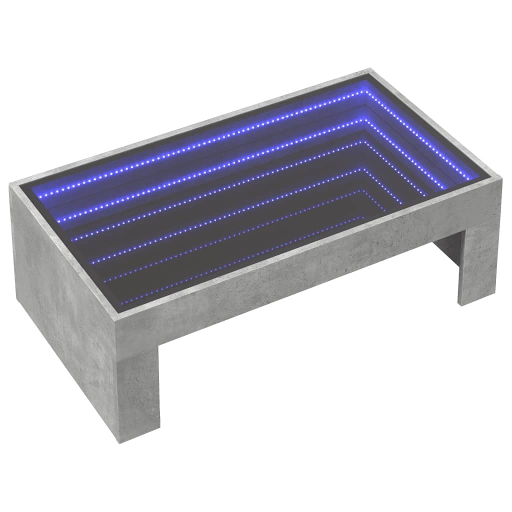 VidaXL Salontafel met Infinity LED 90x50x30 cm betongrijs