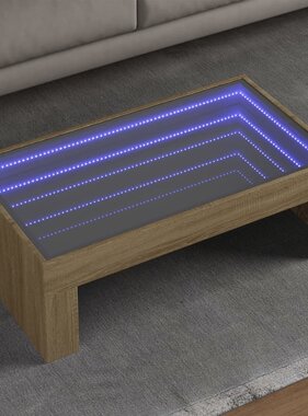 VidaXL Salontafel met Infinity LED 90x50x30 cm sonoma eikenkleurig