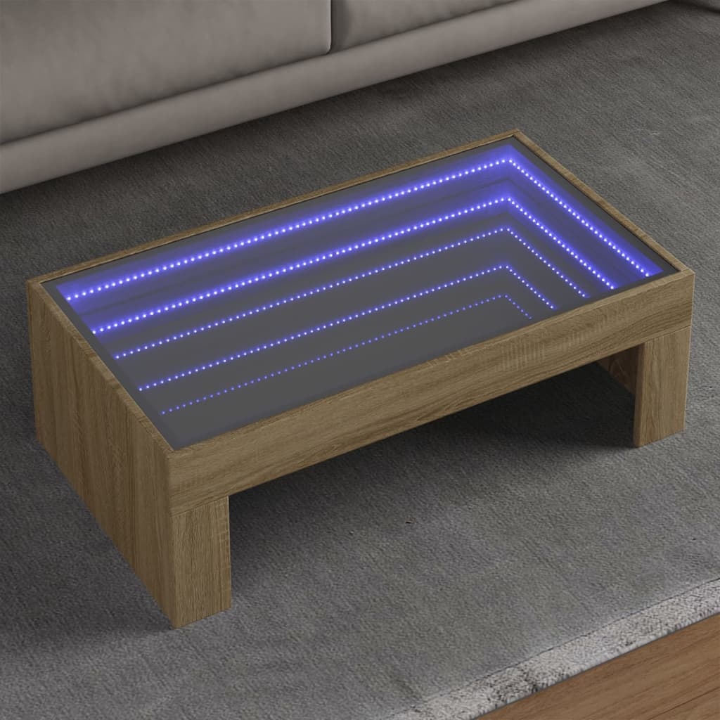 VidaXL Salontafel met Infinity LED 90x50x30 cm sonoma eikenkleurig