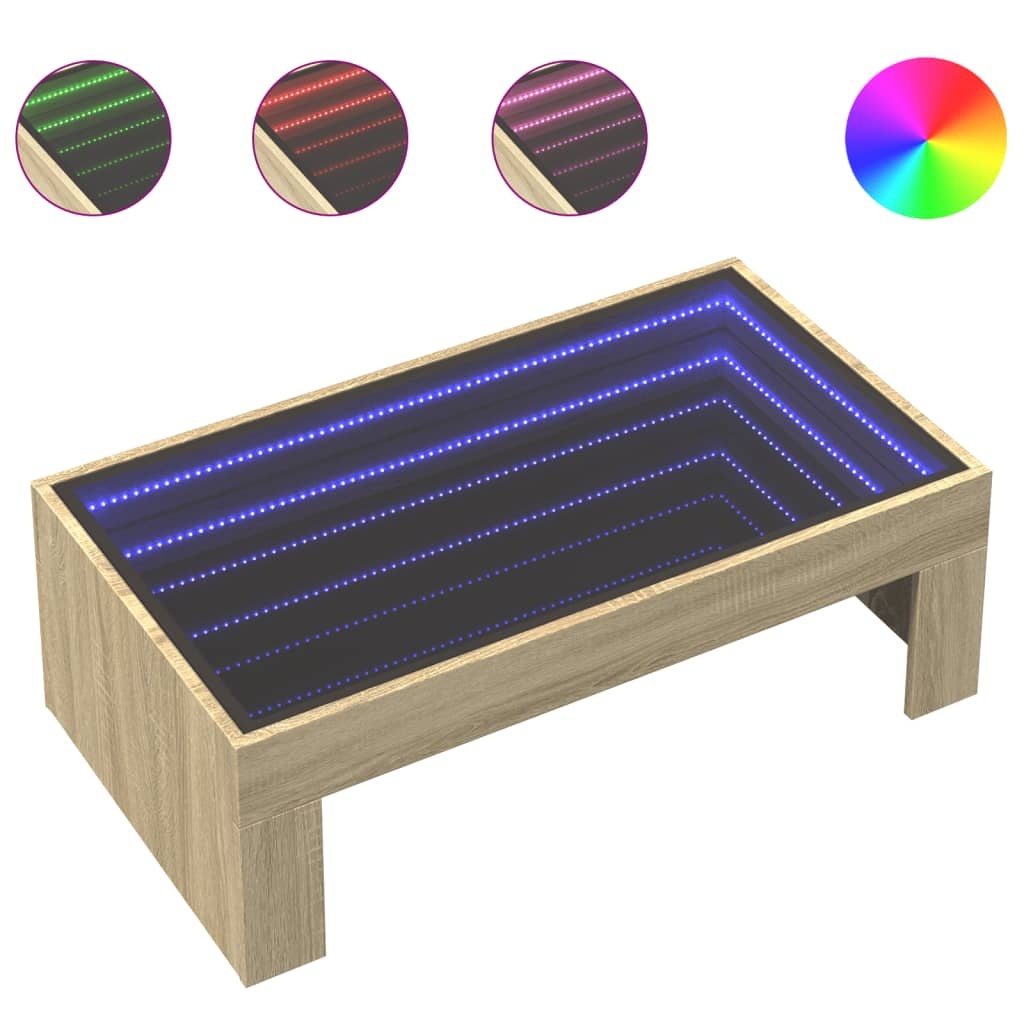 VidaXL Salontafel met Infinity LED 90x50x30 cm sonoma eikenkleurig