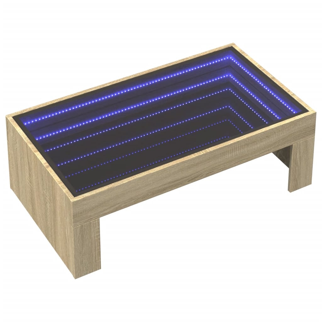 VidaXL Salontafel met Infinity LED 90x50x30 cm sonoma eikenkleurig