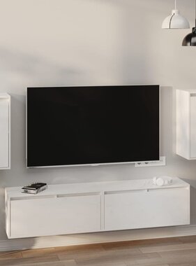 VidaXL Wandkasten 2 st 30x30x60 cm massief grenenhout wit