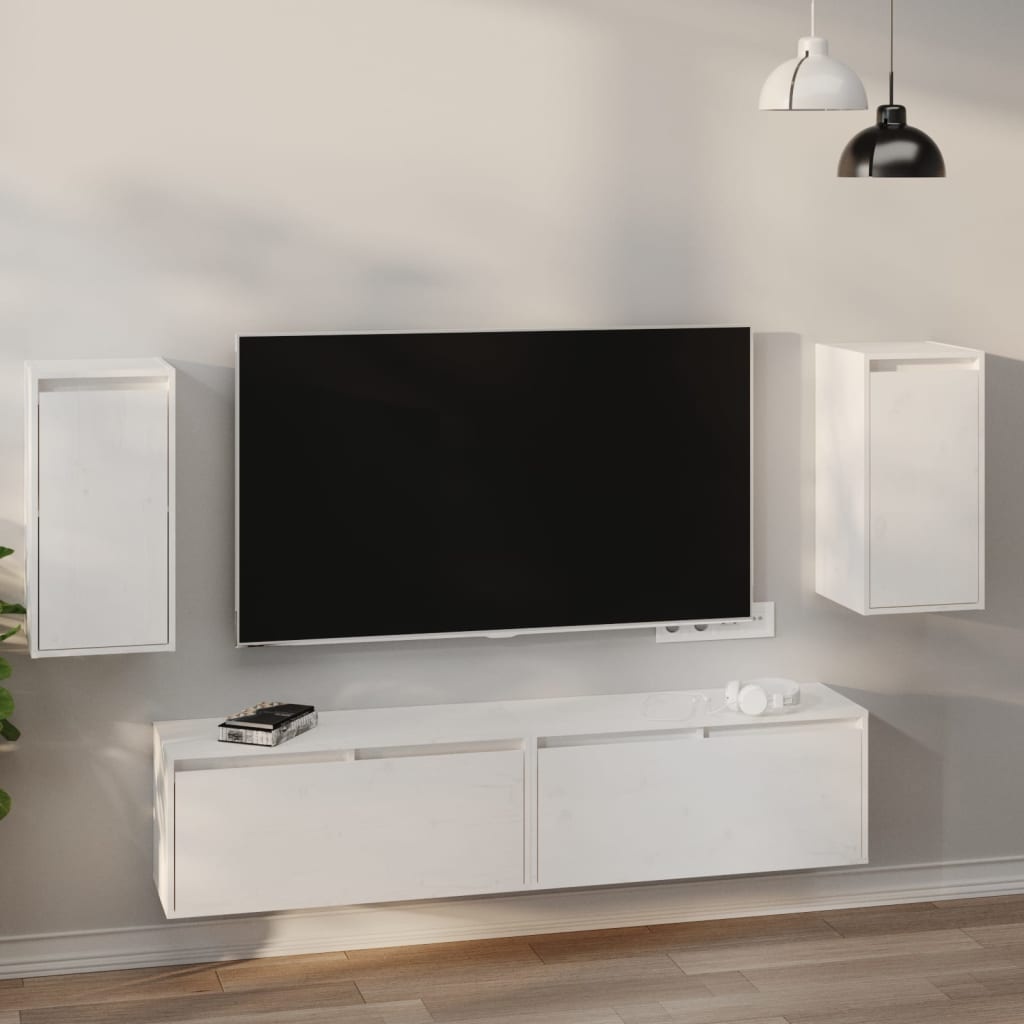 VidaXL Wandkasten 2 st 30x30x60 cm massief grenenhout wit