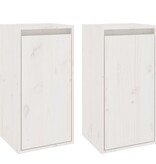 VidaXL Wandkasten 2 st 30x30x60 cm massief grenenhout wit
