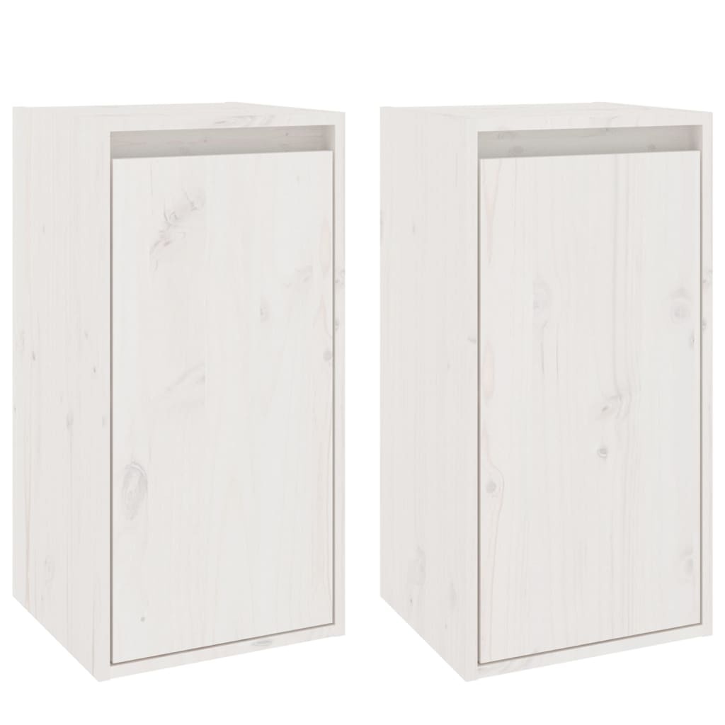 VidaXL Wandkasten 2 st 30x30x60 cm massief grenenhout wit