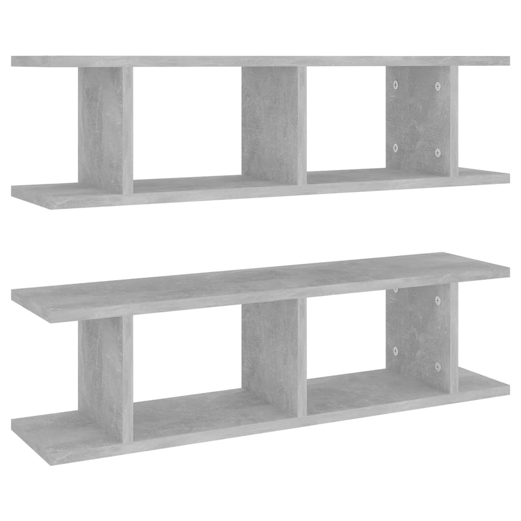 VidaXL Wandschappen 2 st 75x18x20 cm bewerkt hout betongrijs