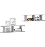 VidaXL Wandschappen 2 st 75x18x20 cm bewerkt hout betongrijs