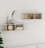 VidaXL Wandschappen 2 st 75x18x20 cm bewerkt hout sonoma eikenkleurig