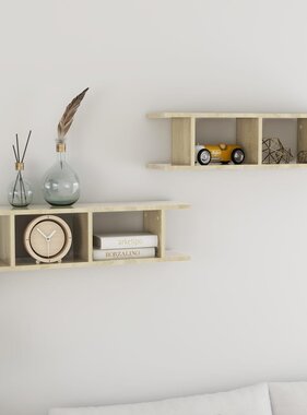VidaXL Wandschappen 2 st 75x18x20 cm bewerkt hout sonoma eikenkleurig