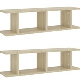 VidaXL Wandschappen 2 st 75x18x20 cm bewerkt hout sonoma eikenkleurig