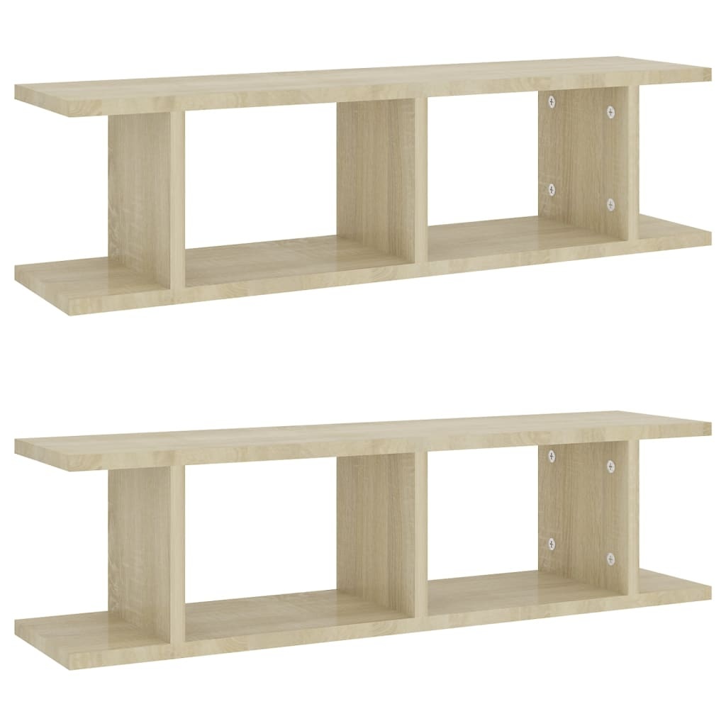 VidaXL Wandschappen 2 st 75x18x20 cm bewerkt hout sonoma eikenkleurig