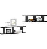 VidaXL Wandschappen 2 st 75x18x20 cm bewerkt hout zwart