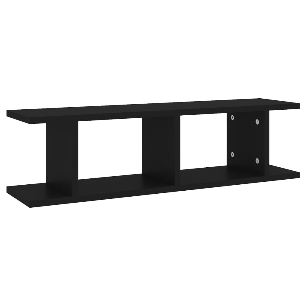 VidaXL Wandschappen 2 st 75x18x20 cm bewerkt hout zwart