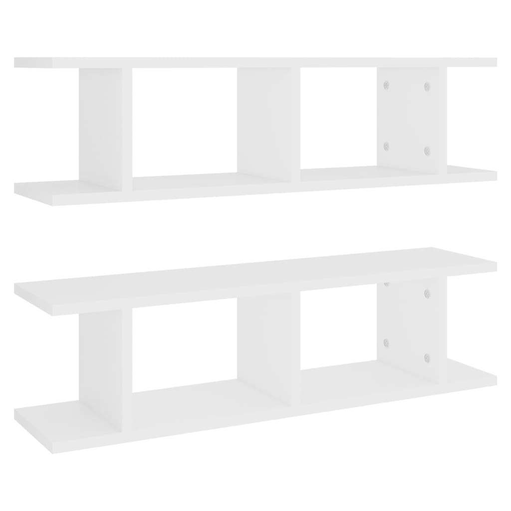 VidaXL Wandschappen 2 st 75x18x20 cm bewerkt hout wit