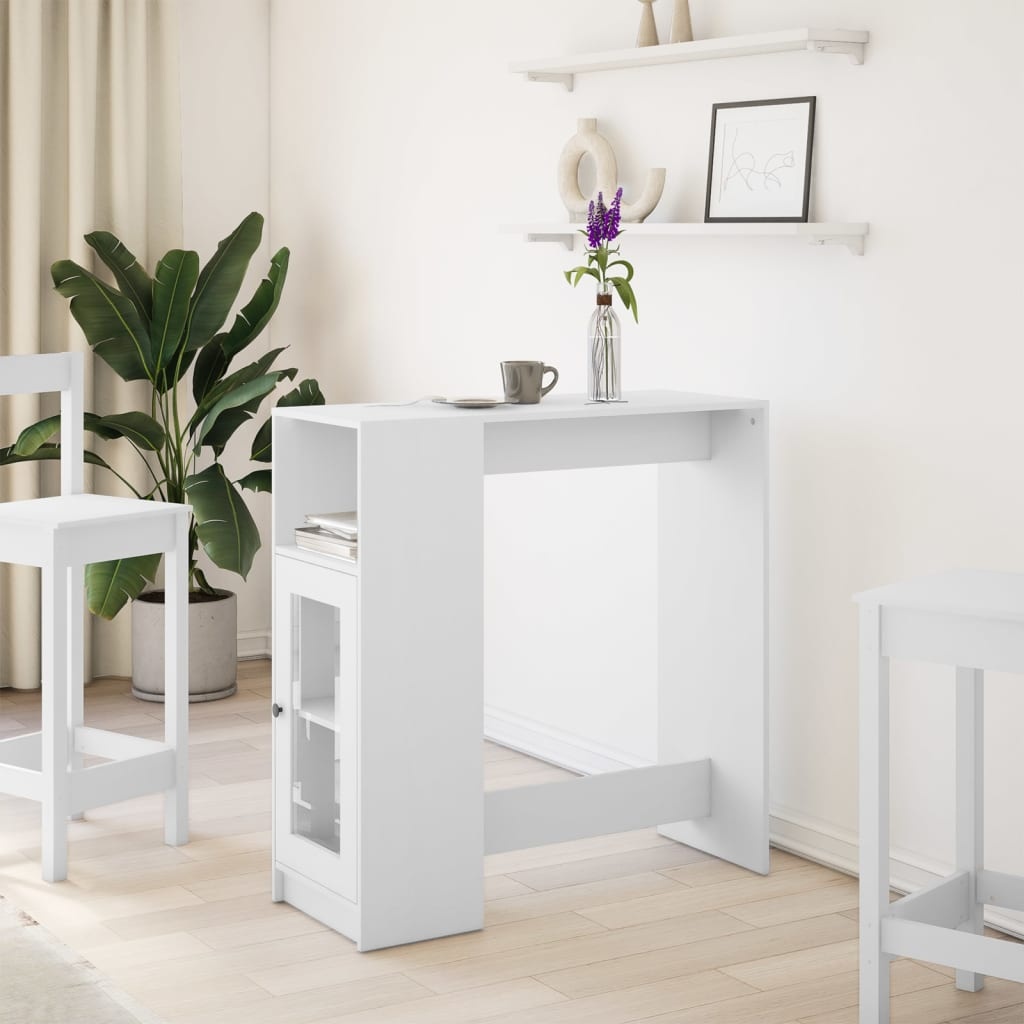 VidaXL Bartafel met rekken 101x40x103,5 cm bewerkt hout wit