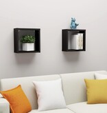 VidaXL Wandschappen kubus 2 st 30x15x30 cm zwart