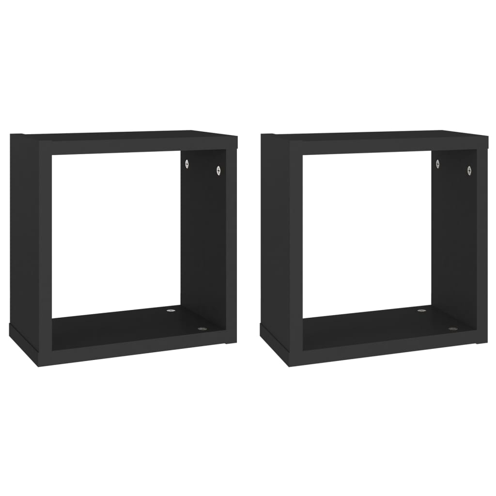 VidaXL Wandschappen kubus 2 st 30x15x30 cm zwart