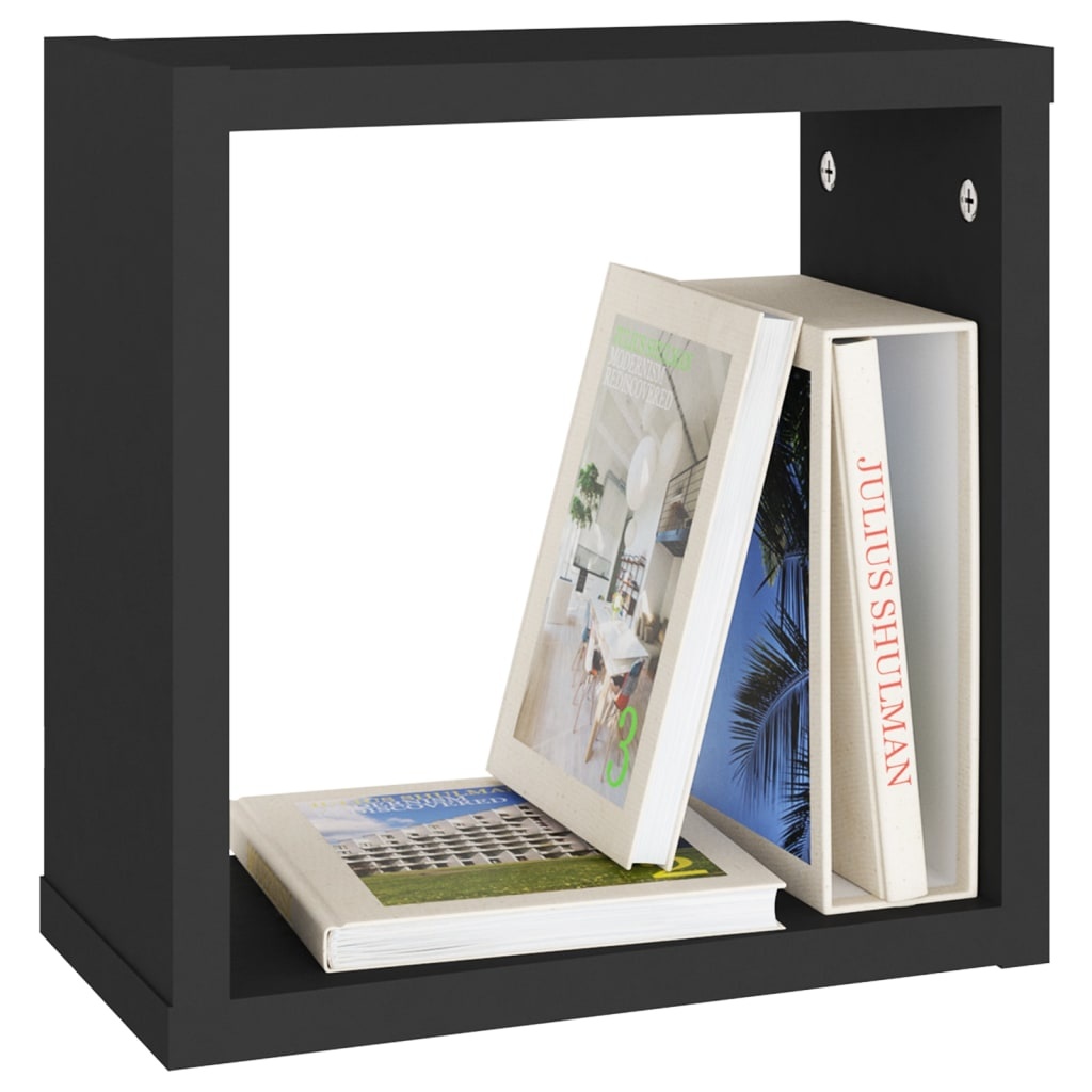 VidaXL Wandschappen kubus 2 st 30x15x30 cm zwart