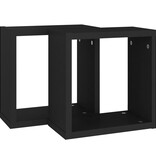 VidaXL Wandschappen kubus 2 st 30x15x30 cm zwart
