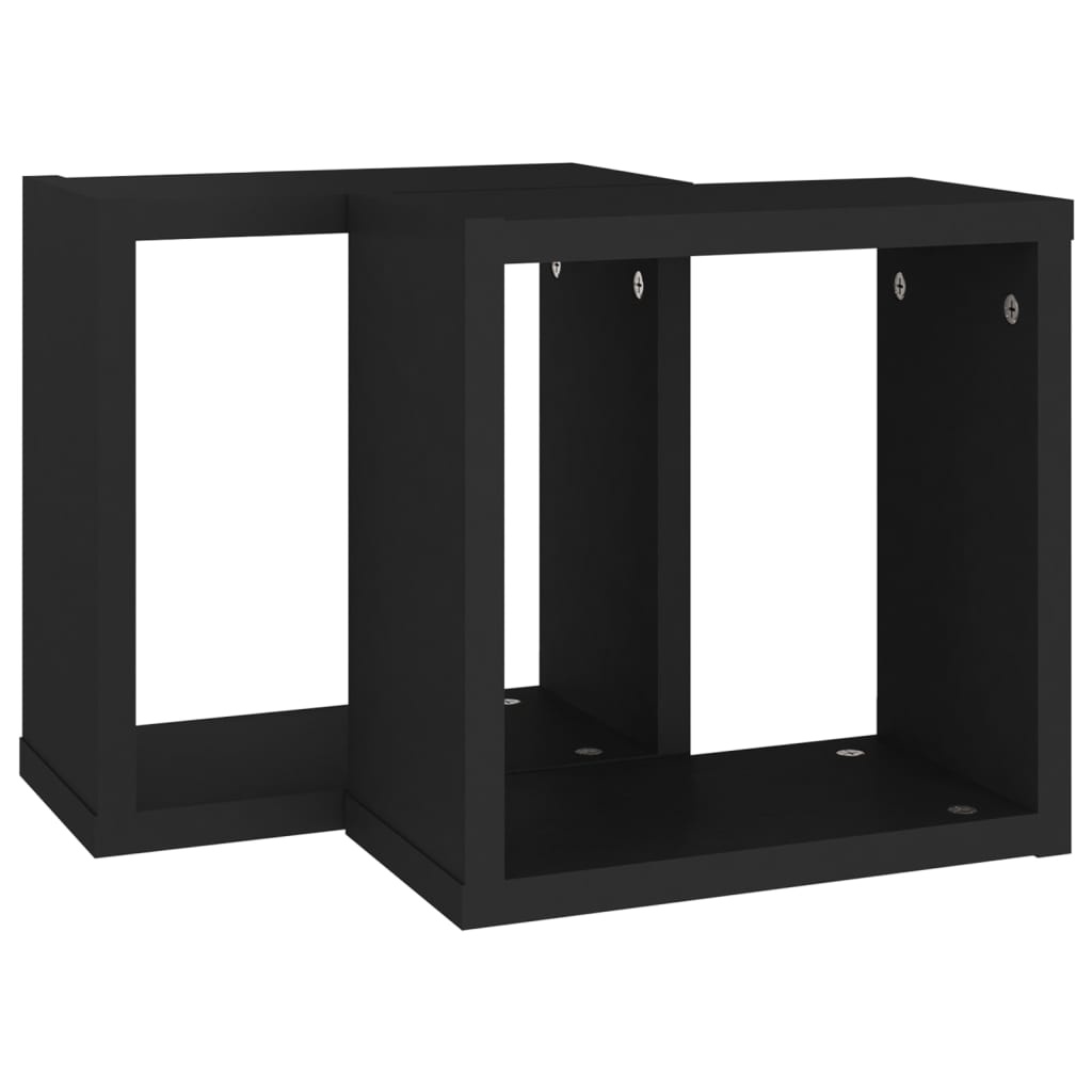 VidaXL Wandschappen kubus 2 st 30x15x30 cm zwart