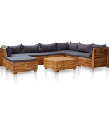 VidaXL 8-delige Loungeset met kussens acaciahout donkergrijs