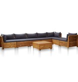 VidaXL 8-delige Loungeset met kussens acaciahout donkergrijs