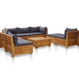 VidaXL 8-delige Loungeset met kussens acaciahout donkergrijs