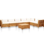 VidaXL 8-delige Loungeset met kussens massief acaciahout crèmewit