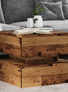 VidaXL Salontafel met LED-verlichting 50x50x40 cm oud houtkleurig