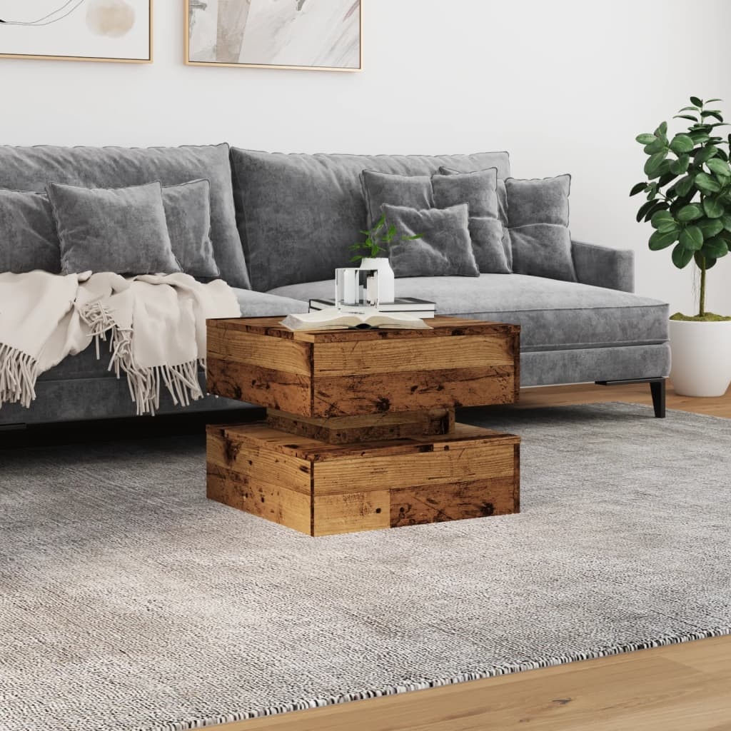 VidaXL Salontafel met LED-verlichting 50x50x40 cm oud houtkleurig