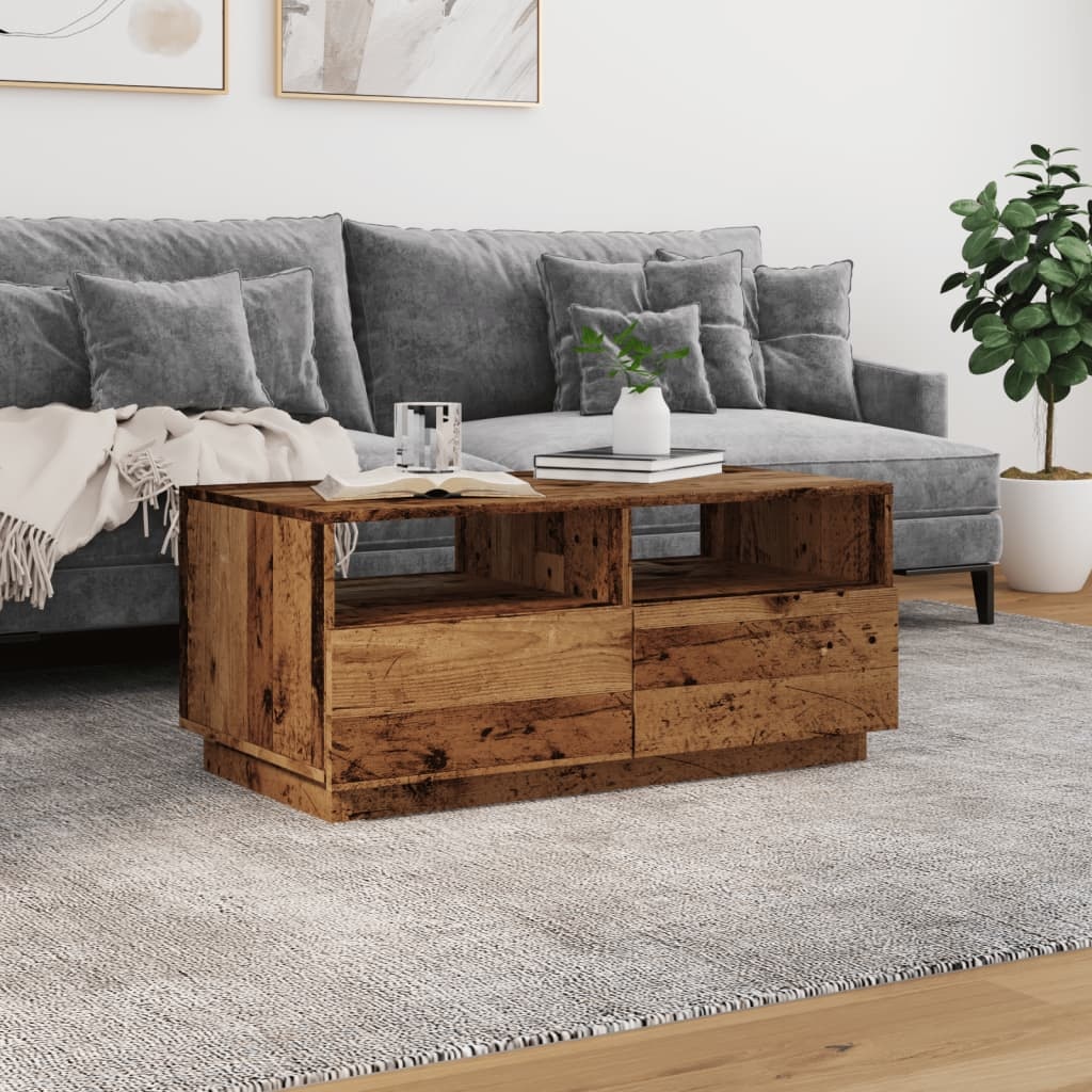 VidaXL Salontafel met LED-verlichting 90x49x40 cm oud houtkleurig
