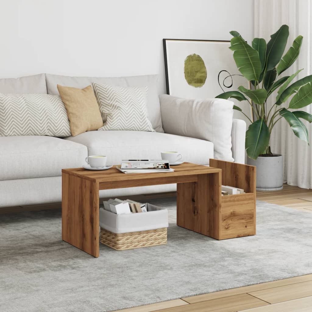 VidaXL Salontafel 90x45x35 cm bewerkt hout artisan eikenkleurig