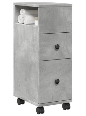 VidaXL Badkamerkast smal met wielen bewerkt hout betongrijs