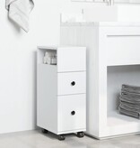 VidaXL Badkamerkast smal met wielen bewerkt hout wit