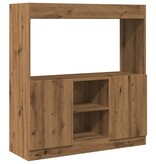 VidaXL Hoge kast 92x33x100 cm bewerkt hout artisanaal eikenkleur