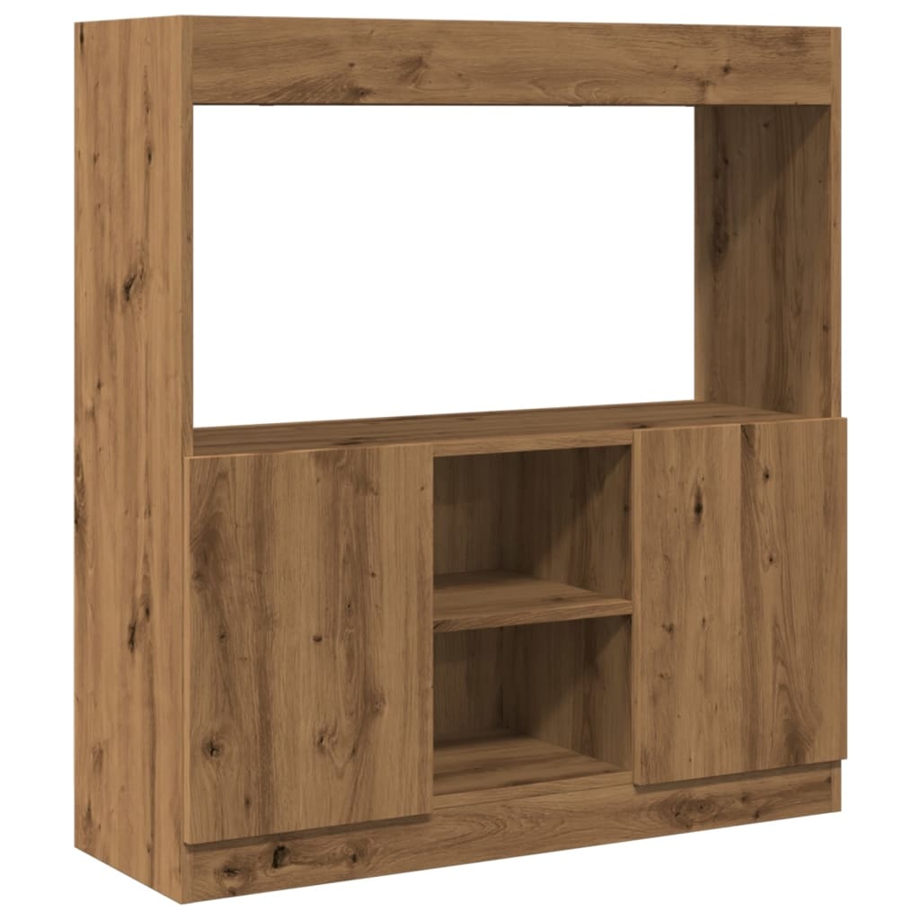 VidaXL Hoge kast 92x33x100 cm bewerkt hout artisanaal eikenkleur