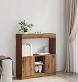 VidaXL Hoge kast 92x33x100 cm bewerkt hout artisanaal eikenkleur
