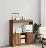 VidaXL Hoge kast 92x33x100 cm bewerkt hout artisanaal eikenkleur
