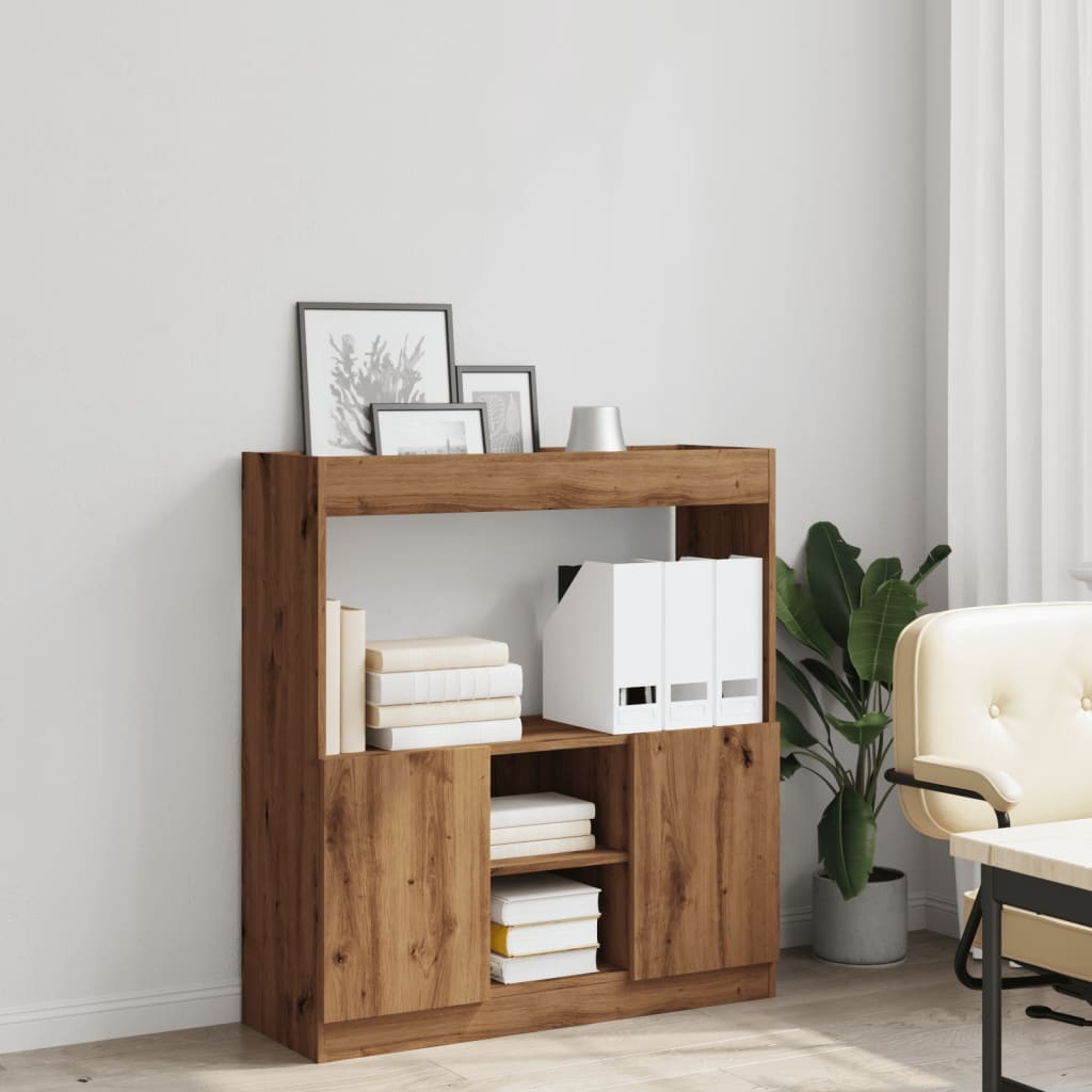 VidaXL Hoge kast 92x33x100 cm bewerkt hout artisanaal eikenkleur