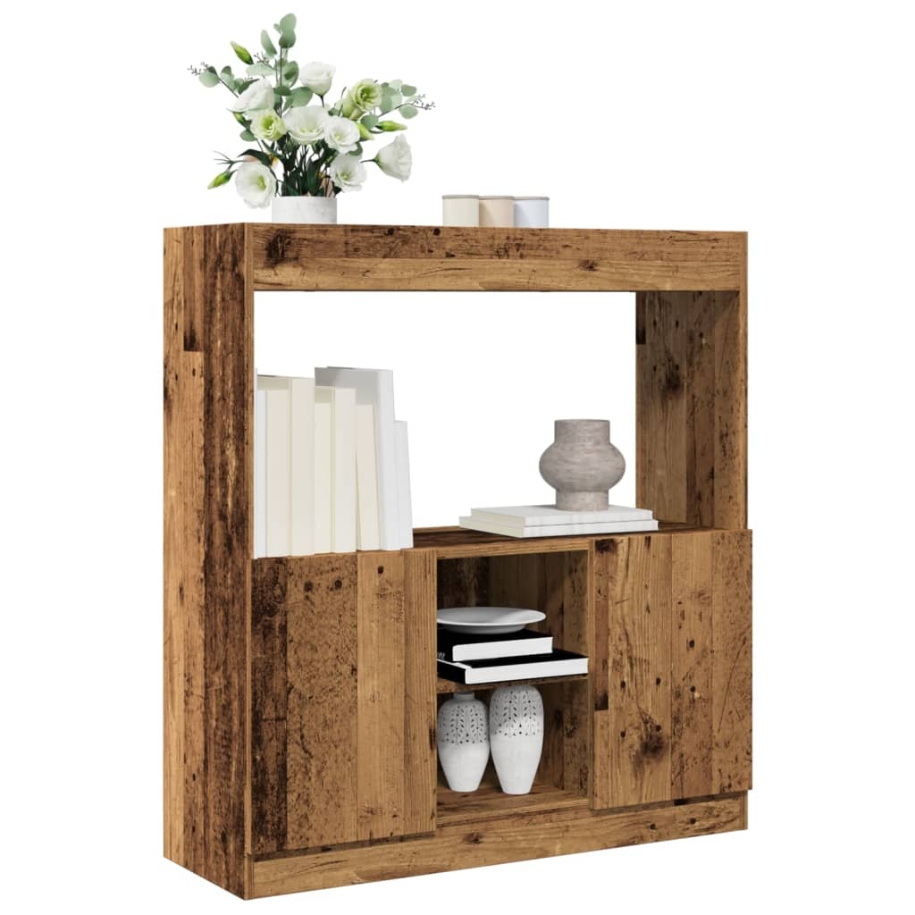 VidaXL Hoge kast 92x33x100 cm bewerkt hout oud houtkleurig