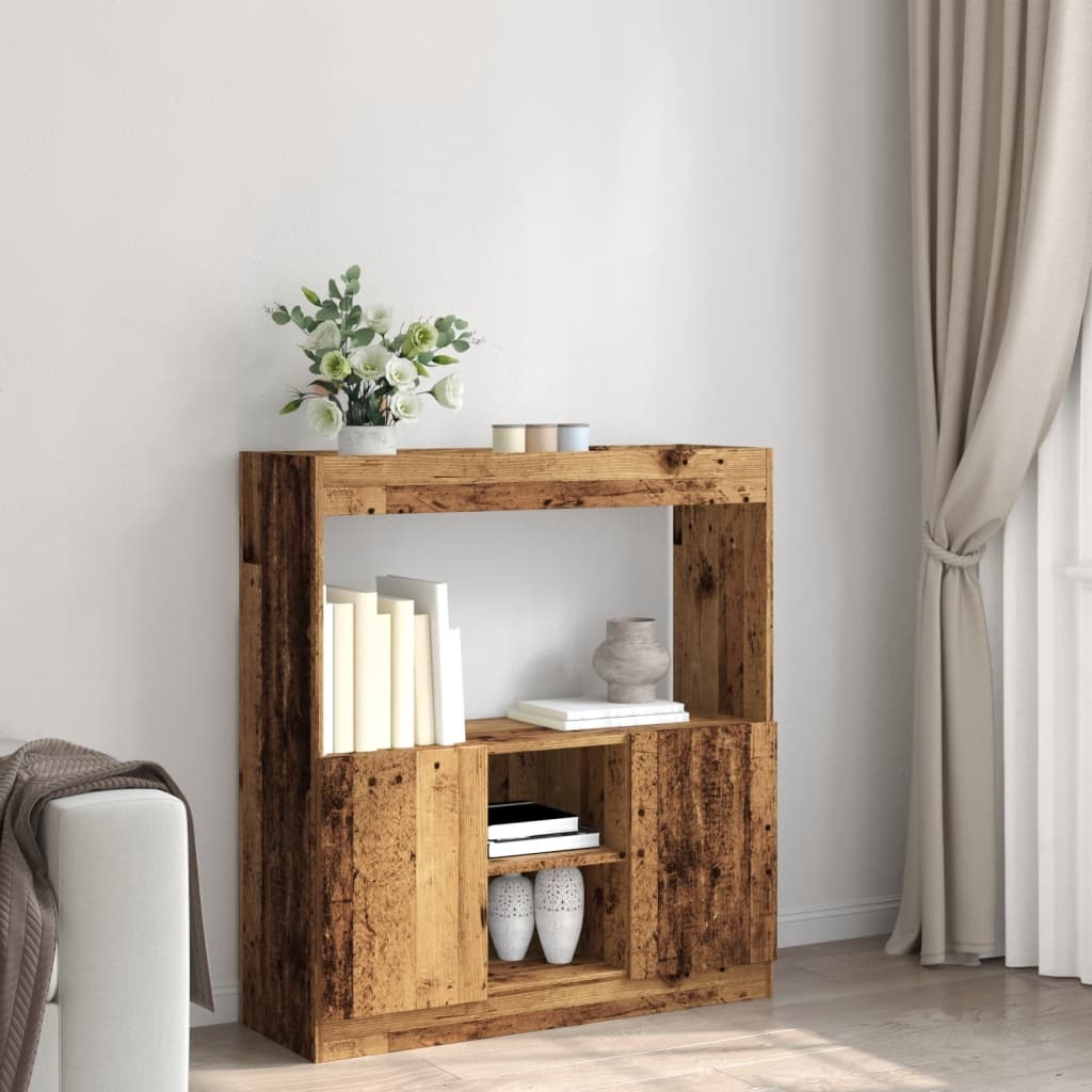 VidaXL Hoge kast 92x33x100 cm bewerkt hout oud houtkleurig