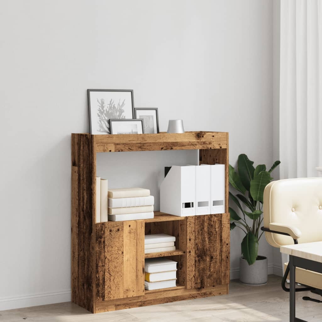 VidaXL Hoge kast 92x33x100 cm bewerkt hout oud houtkleurig