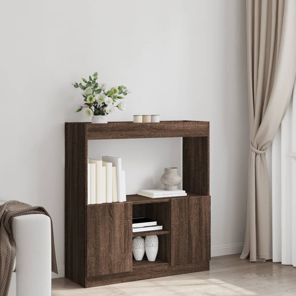 VidaXL Hoge kast 92x33x100 cm bewerkt hout bruin eikenkleurig
