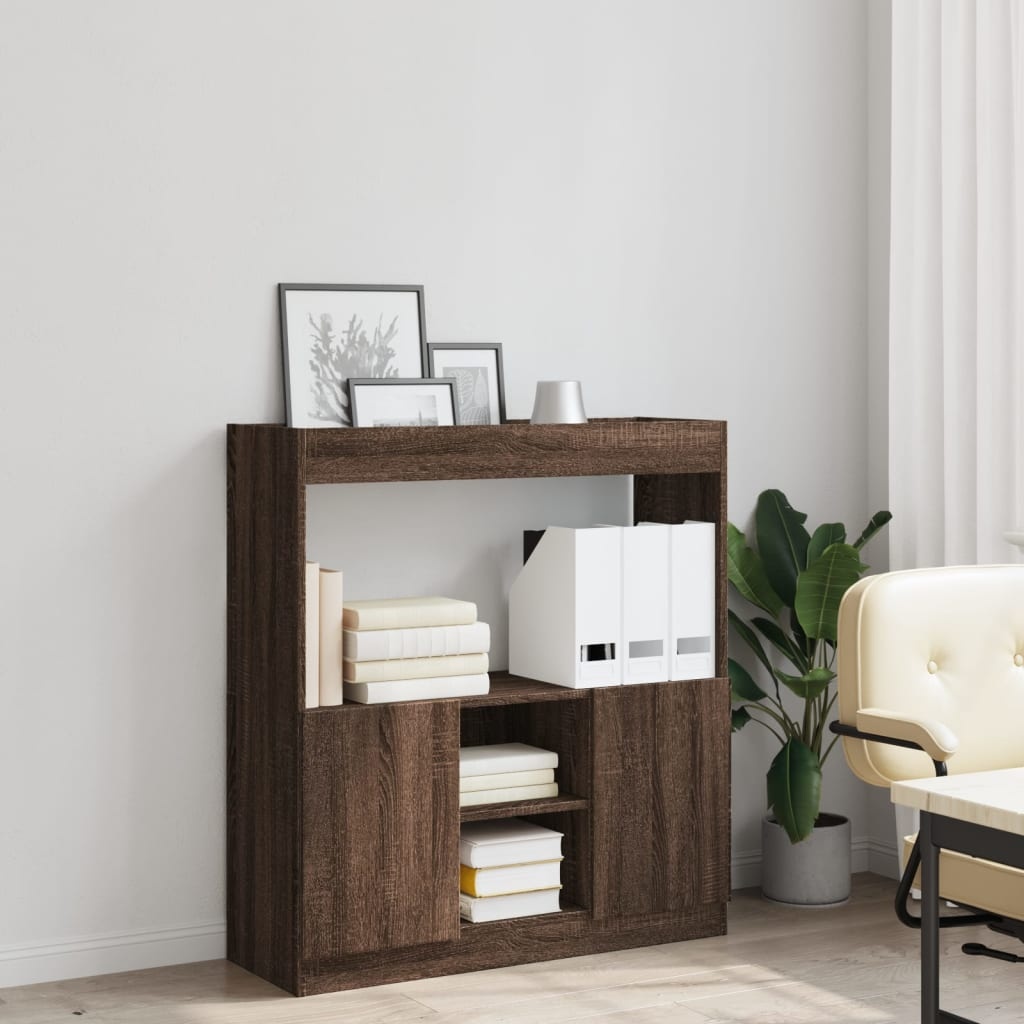 VidaXL Hoge kast 92x33x100 cm bewerkt hout bruin eikenkleurig